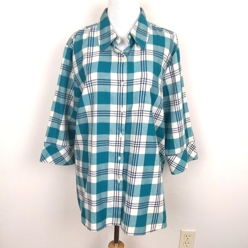 Chic Plaid Button Up Shirt | sz XL